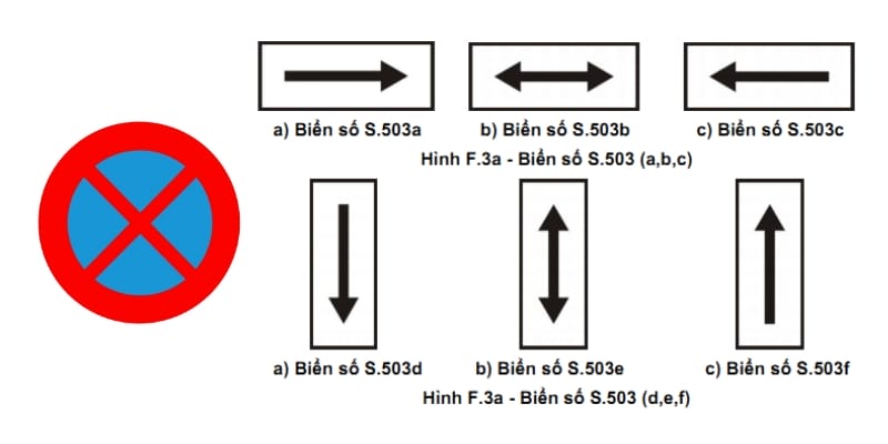 Biển phụ số 503 - Chỉ hướng tác dụng của biển chính 