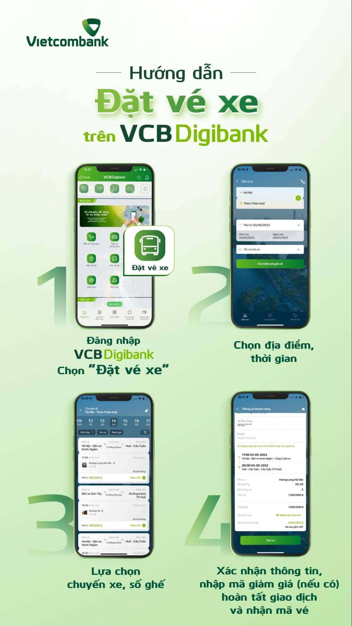 Các bước đặt vé xe limousine Sài Gòn Nha Trang qua VNPAY