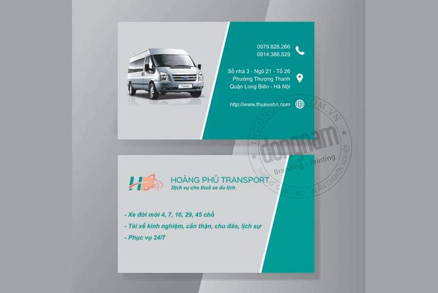 Card visit dịch vụ cho thuê xe du lịch