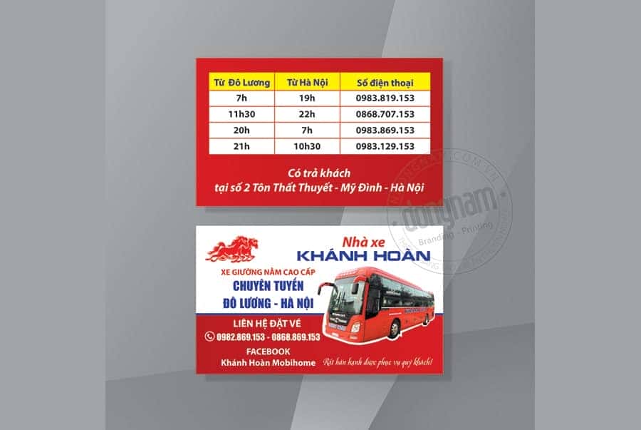 Card visit nhà xe liên tỉnh chở khách