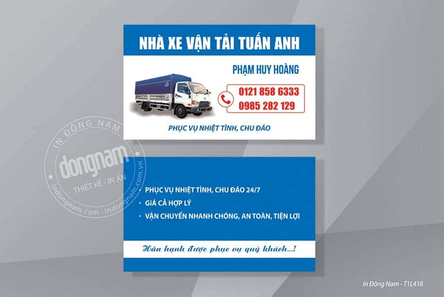 Card visit vận tải hàng hóa xe tải