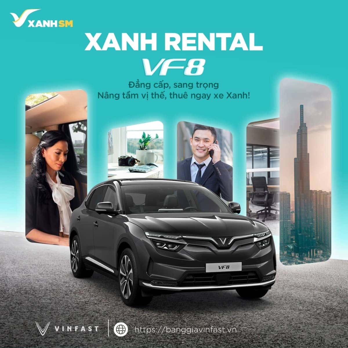 Dòng xe Vinfast VF8 hiện đại sẵn sàng cho thuê tự lái