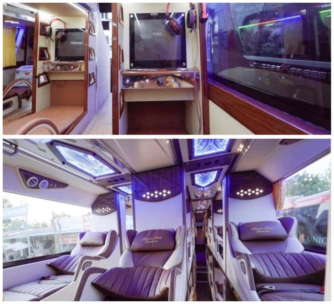 Giường nằm đơn tiện nghi trong khoang xe Khánh Hoàn Cao Bằng loại VIP