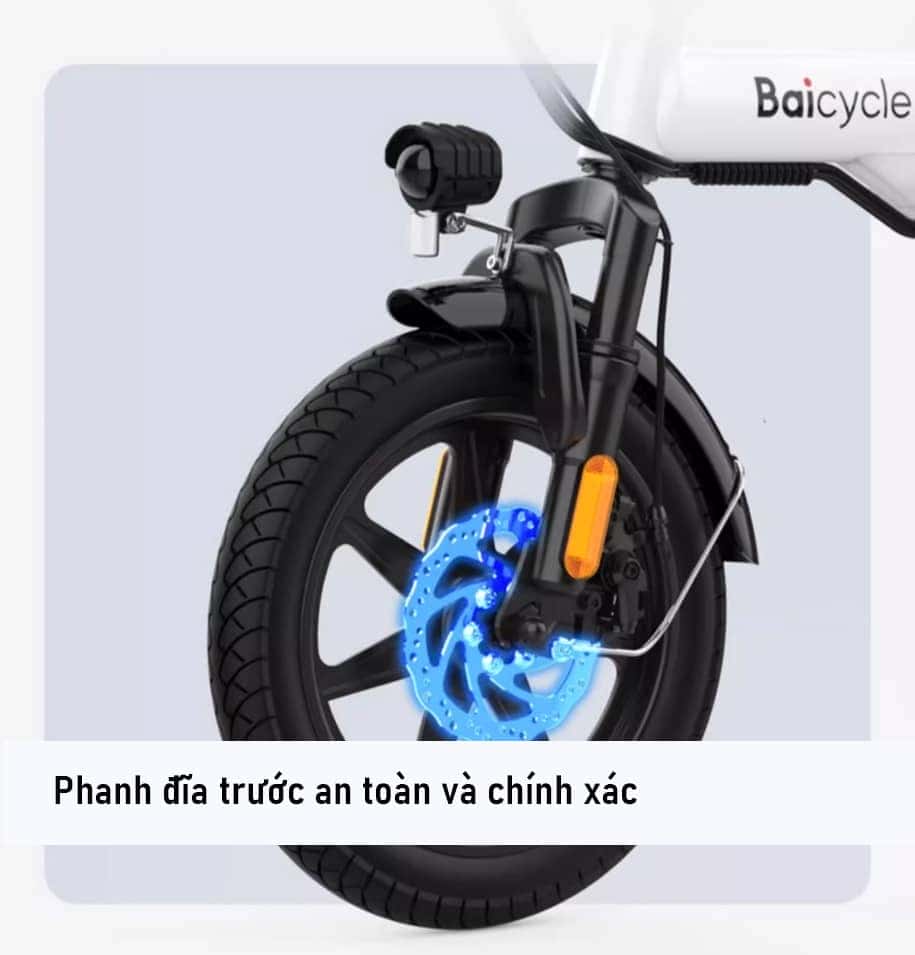 Hệ thống phanh đĩa trước của xe đạp trợ lực điện đảm bảo an toàn