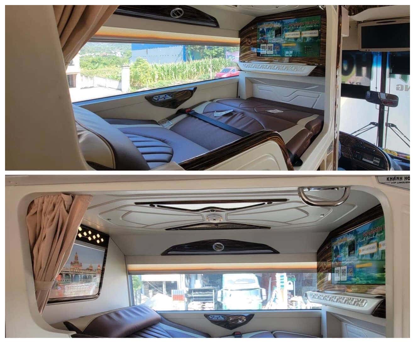 Khoang giường đôi riêng tư trên xe limousine Khánh Hoàn Cao Bằng hạng VIP
