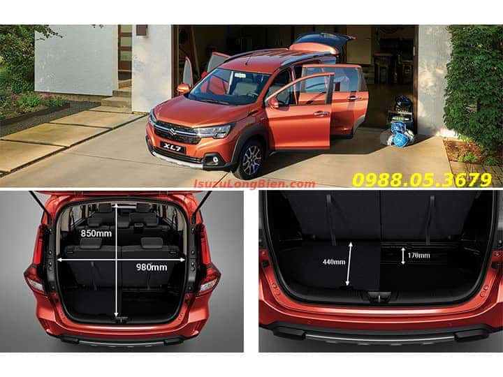 Không gian cốp rộng rãi của xe ô tô suzuki 7 chỗ XL7