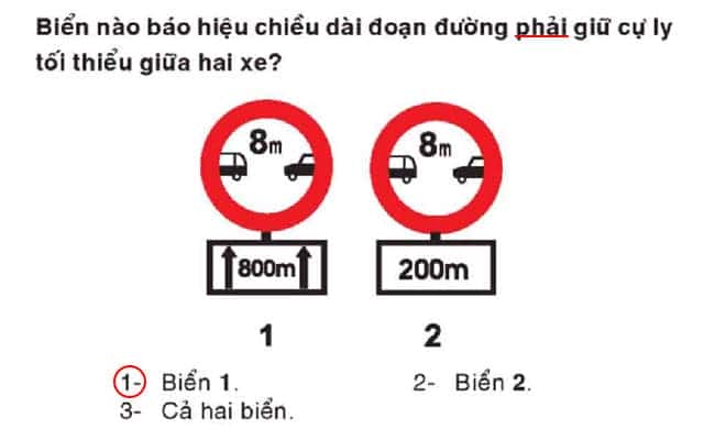 Mẹo nhận biết đáp án đúng cho câu hỏi biển báo phụ có mũi tên kẹp trong mẹo thi bằng lái xe A1.