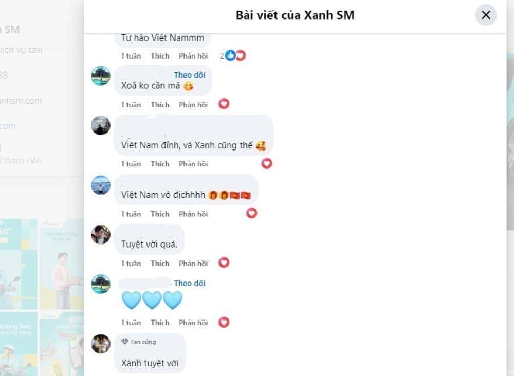 Phản hồi tích cực từ khách hàng về dịch vụ Taxi Xanh SM, bao gồm cả các nhu cầu về xe 7 chỗ