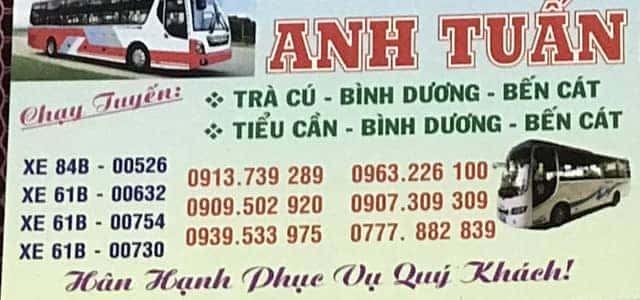 Xe khách Anh Tuấn chuẩn bị khởi hành từ Bình Dương đi Trà Vinh