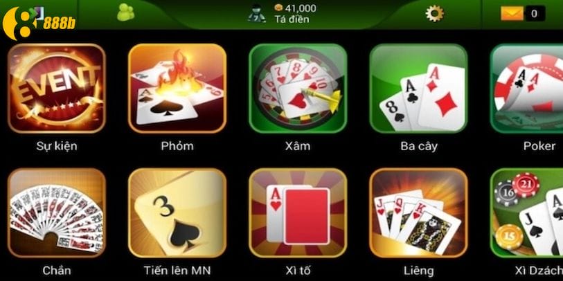 Các loại game bài hay có mặt tại trang nhà cái 888B