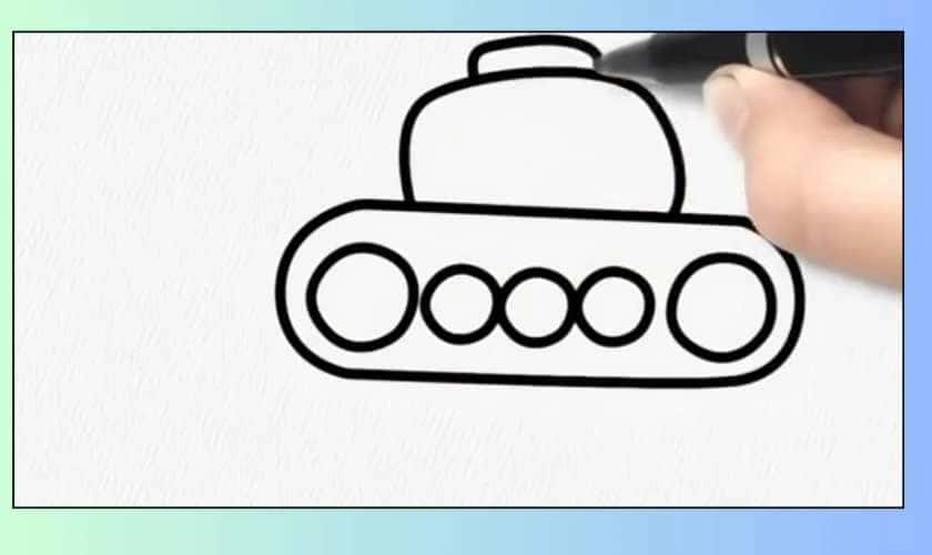 Cách vẽ xe tăng 30/4 bước 3: tháp pháo