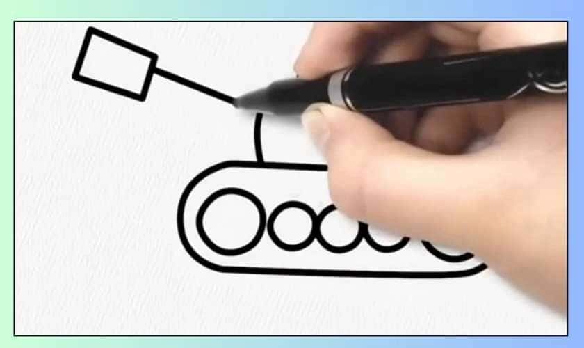Cách vẽ xe tăng 30/4 bước 4: nòng súng