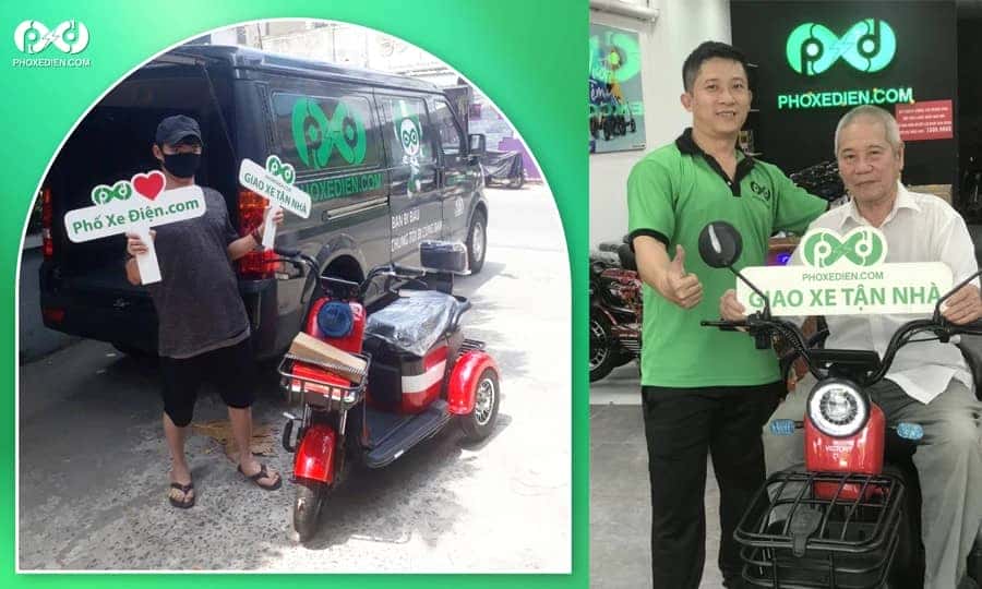 Dịch vụ giao xe điện 3 bánh đến tận nơi cho khách hàng