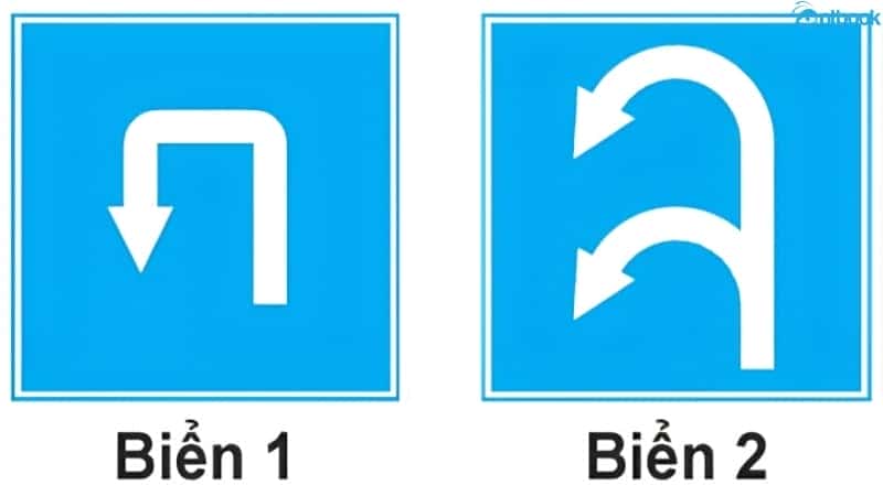 Hình ảnh minh họa biển R.301g và R.418, biển báo cho phép quay đầu xe