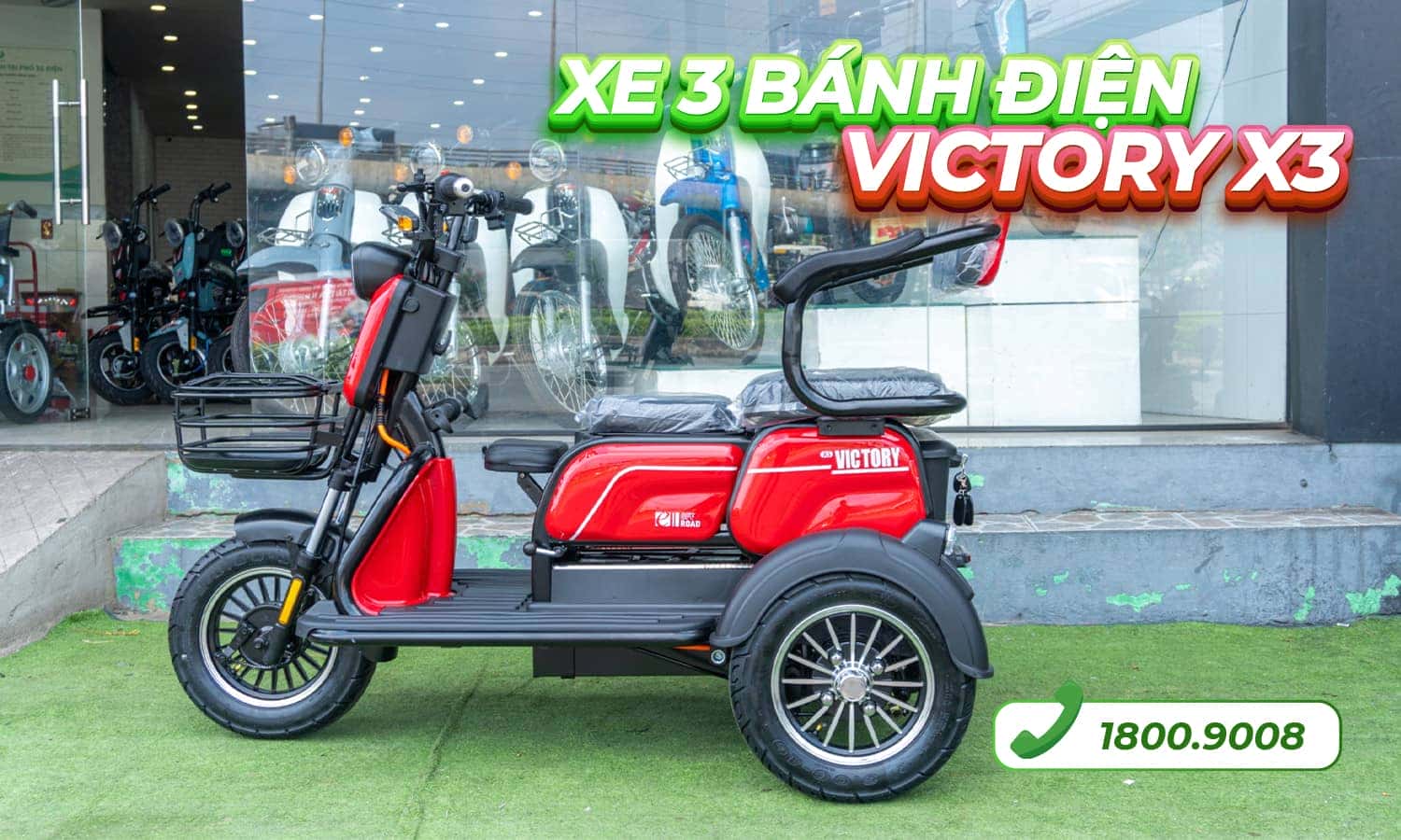 Mẫu xe điện 3 bánh hiện đại với thiết kế tiện lợi