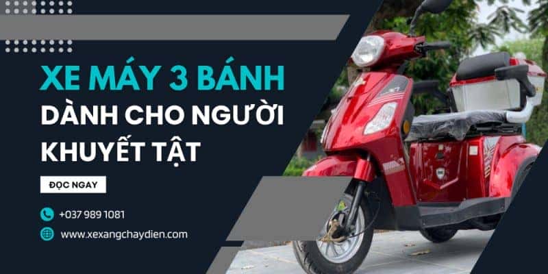 Người khuyết tật di chuyển trên xe máy 3 bánh chạy xăng tự động