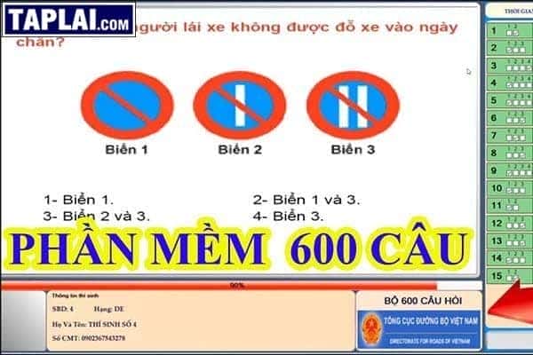 Nội dung 600 câu hỏi lý thuyết trong app thi bằng lái xe B2 trên máy tính