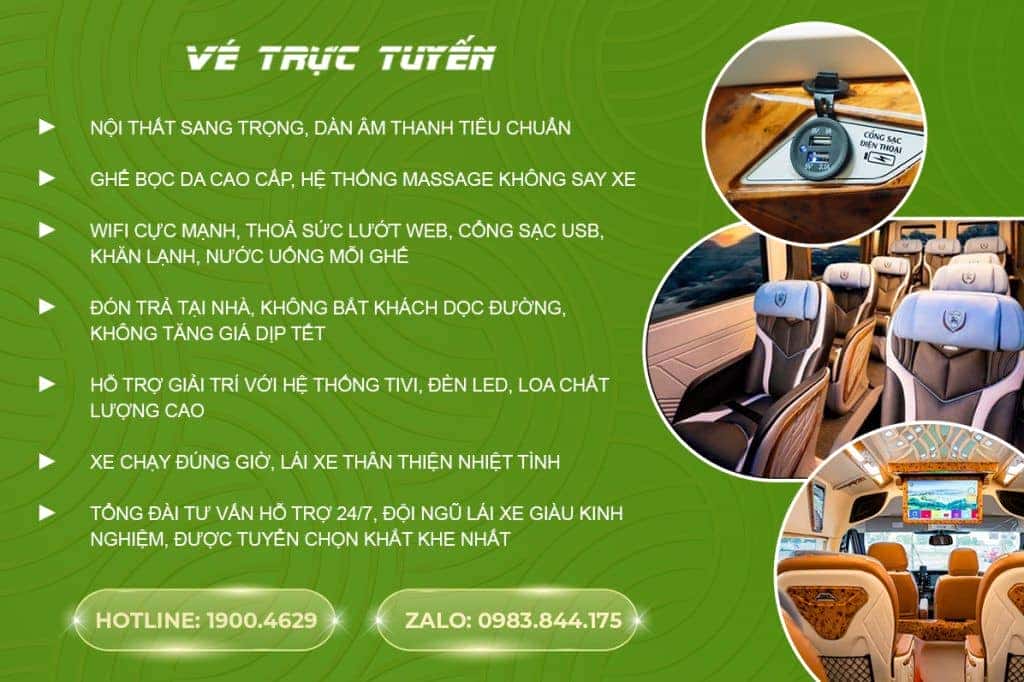 Nội thất sang trọng của xe limousine Hà Nội Thanh Hóa