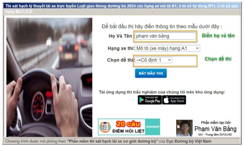 Ôn thi lý thuyết lái xe B2
