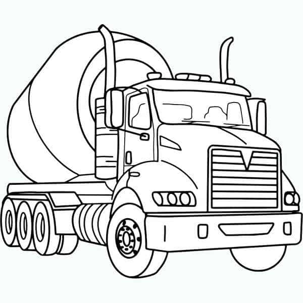 Tranh tô màu xe trộn bê tông đơn giản dành cho bé mới bắt đầu, phát triển kỹ năng phối màu.
