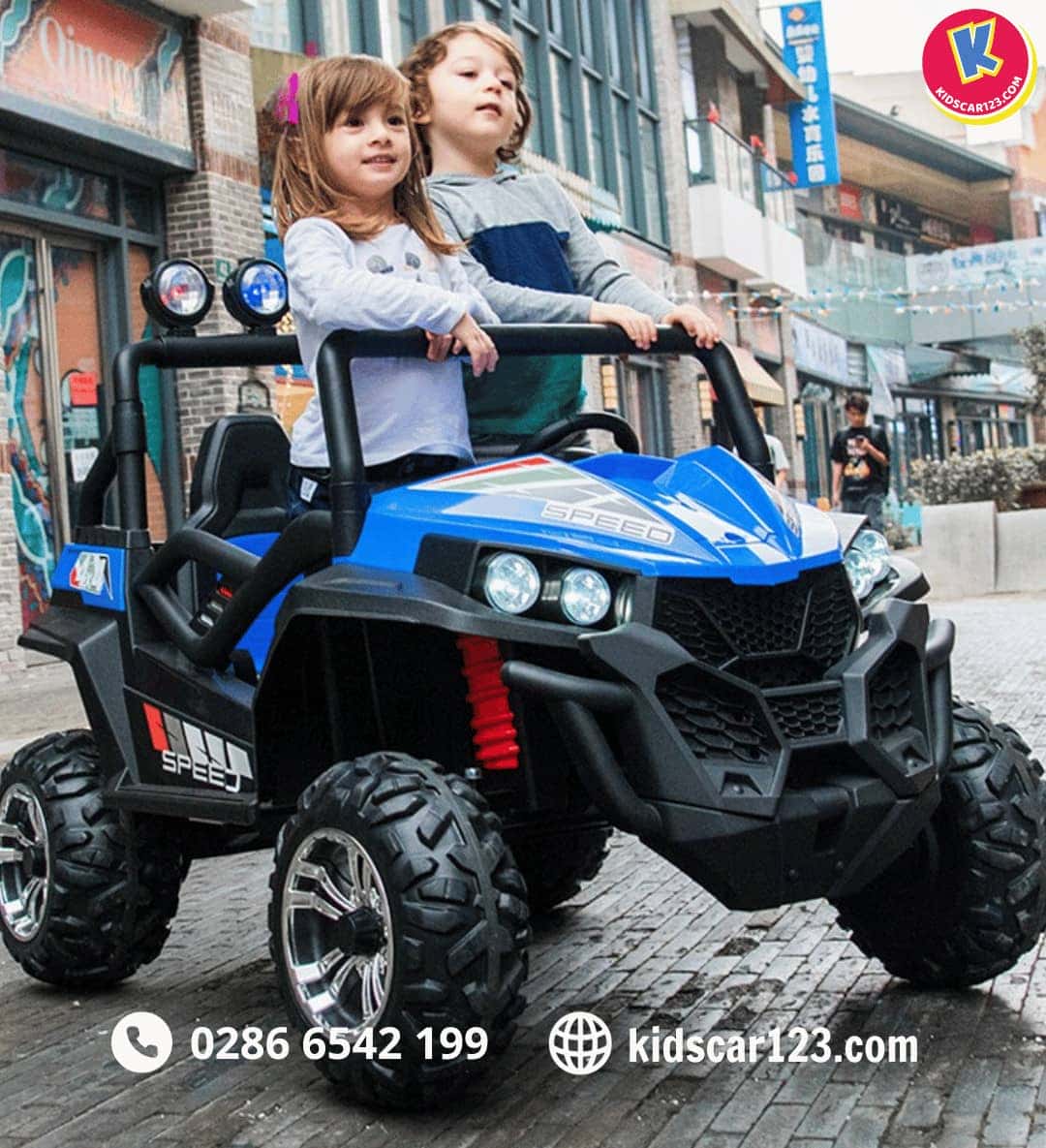 Xe điện cho em bé địa hình 2 chỗ màu đỏ