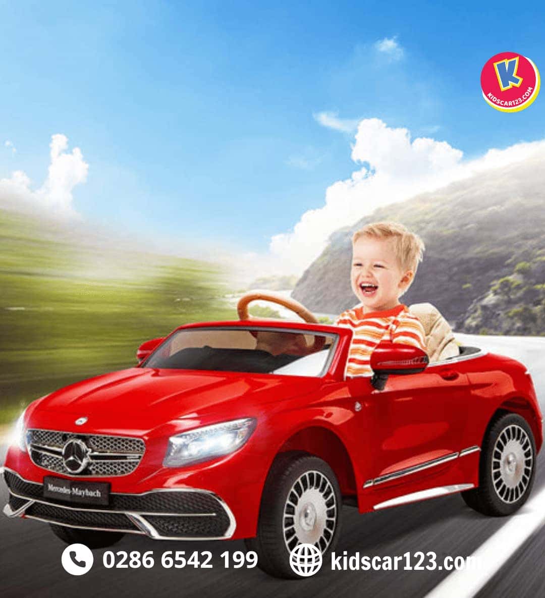Xe điện cho em bé Mercedes Maybach bản quyền màu trắng