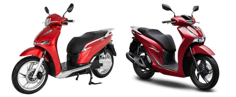 xe điện giống xe máy Pega eSH và xe máy Honda SH sánh đôi