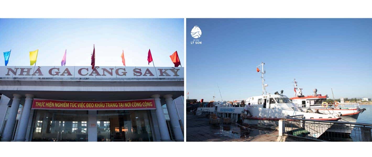 Xe taxi chờ khách từ sân bay Chu Lai đi cảng Sa Kỳ