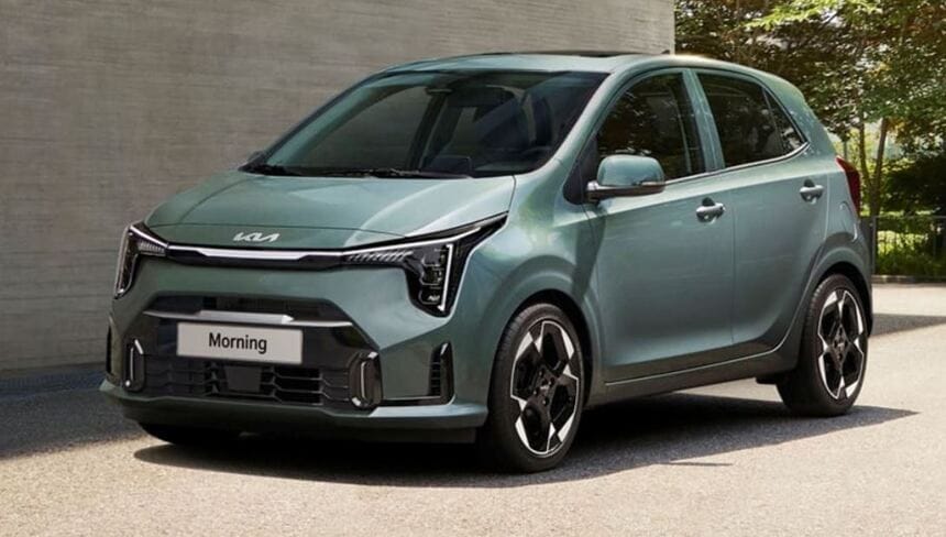 Phần đầu xe của Morning 2024 thừa hưởng lối thiết kế của đàn anh như Cerato