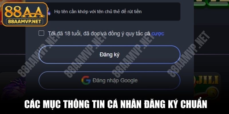 Phải cam đoan rằng các mục thông tin cá nhân đăng ký chuẩn