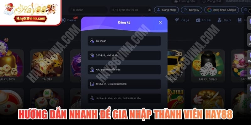 Hướng dẫn nhanh để gia nhập thành viên HAY88
