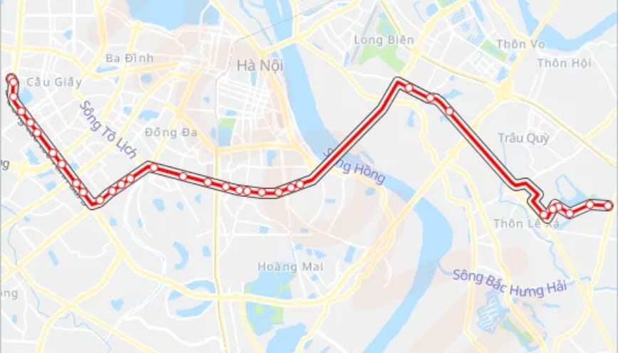 Chi tiết lộ trình xe bus tuyến E01