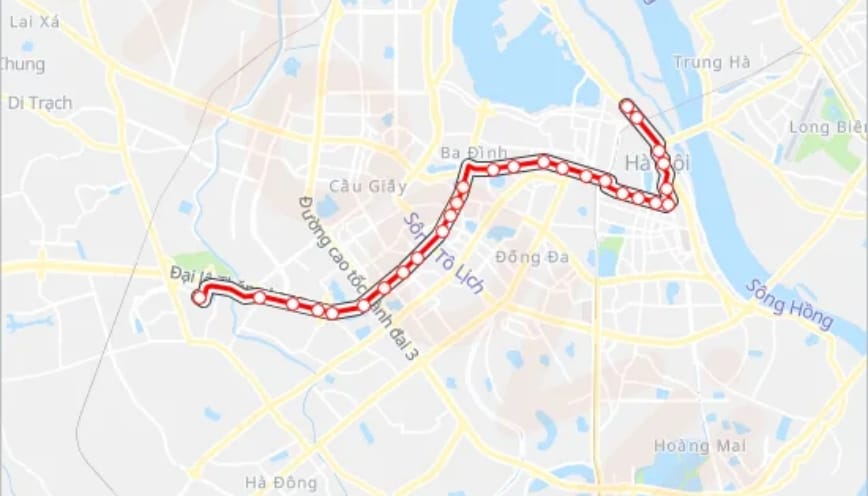 Hành trình di chuyển của xe bus E07