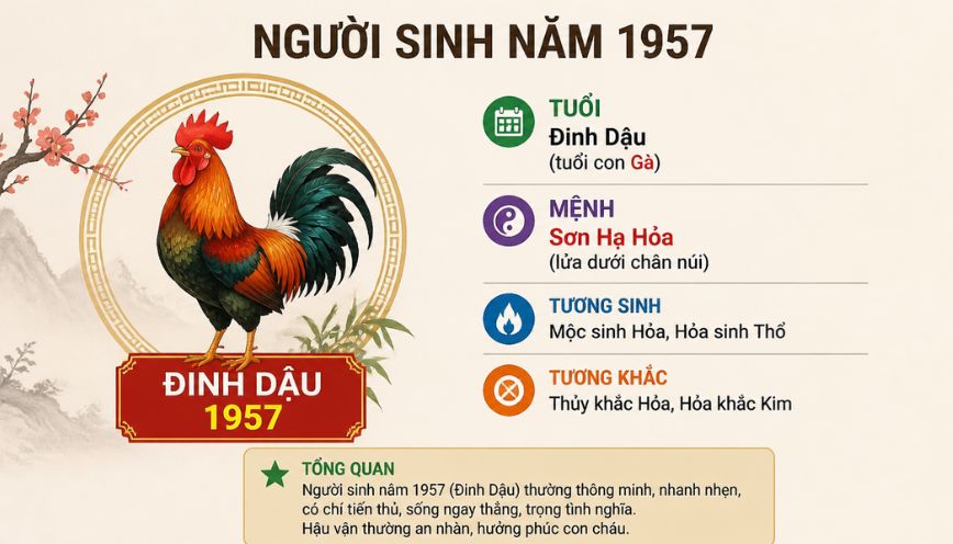 Người sinh năm 1957 tuổi gì, mệnh gì?