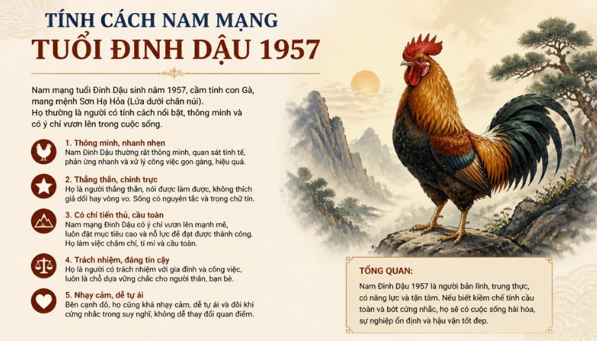 Tính cách nam mạng tuổi Đinh Dậu 1957