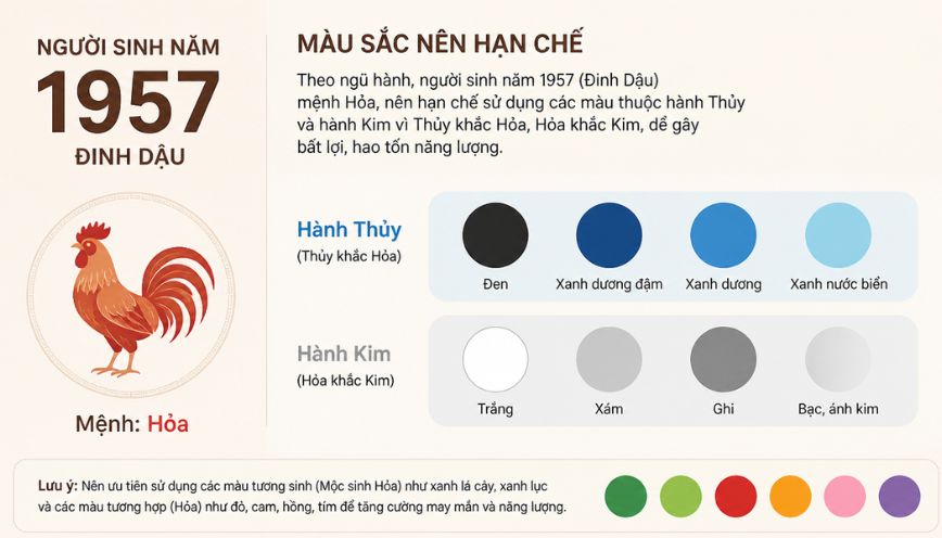 Màu sắc người sinh năm 1957 nên hạn chế