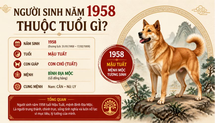 Người sinh năm 1958 thuộc tuổi gì?