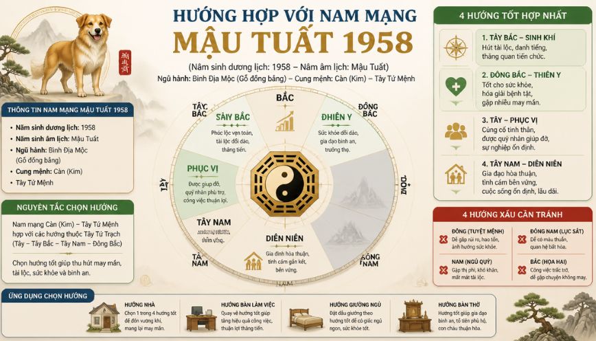 Hướng hợp với nam mạng Mậu Tuất 1958