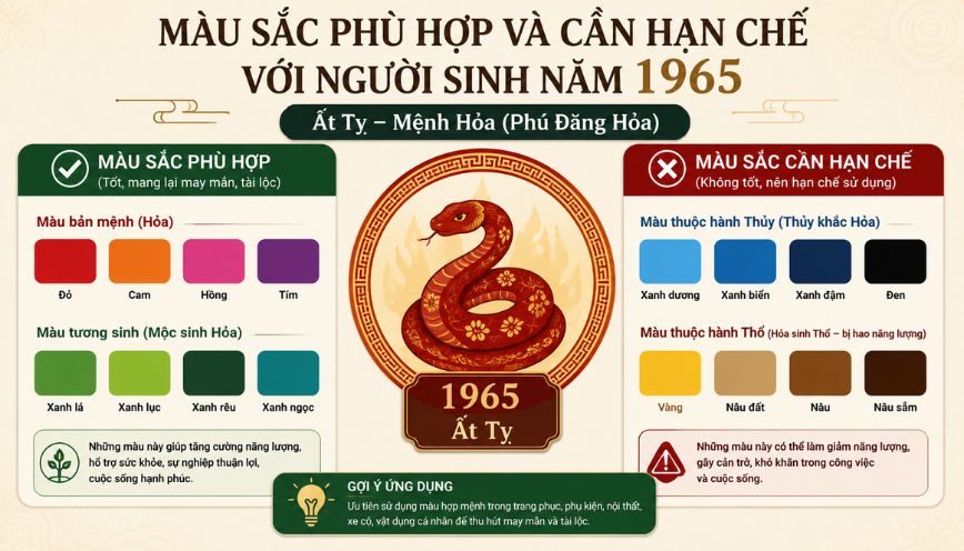 Màu sắc phù hợp và cần hạn chế với người sinh năm 1965