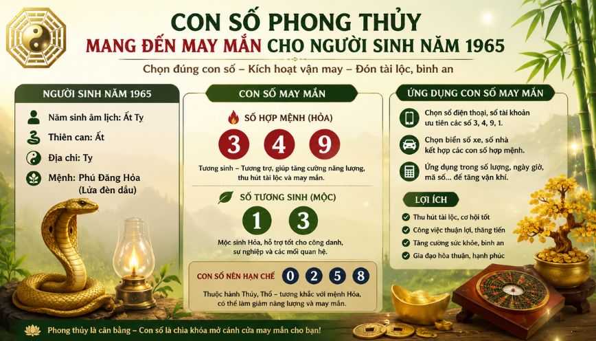 Con số phong thủy mang đến may mắn cho người sinh năm 1965