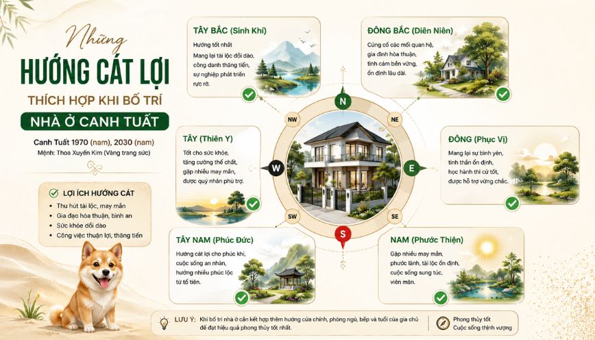 Những hướng cát lợi thích hợp khi bố trí nhà ở
