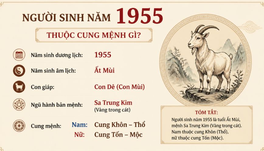 Người sinh năm 1955 thuộc cung mệnh gì?