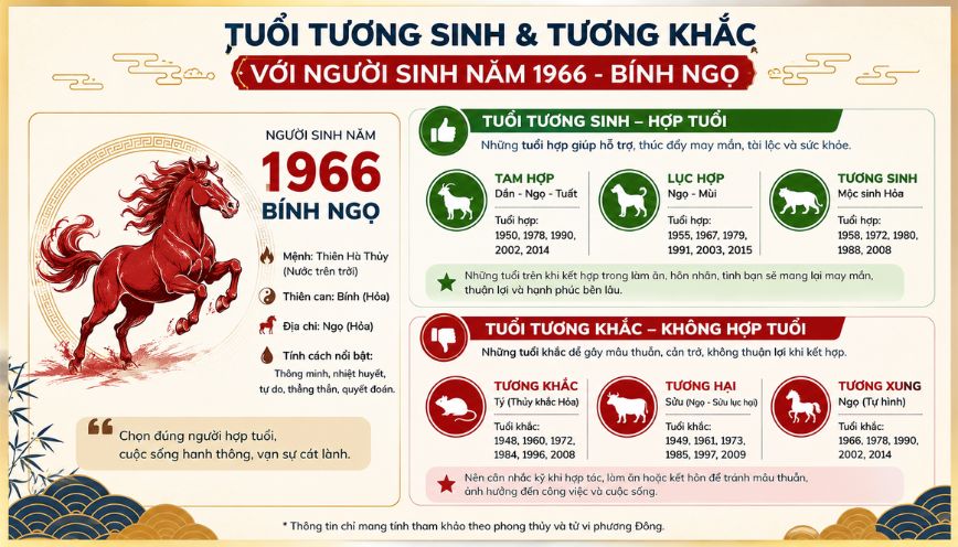 Tuổi tương sinh và tương khắc với người sinh năm 1966
