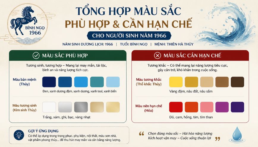 Tổng hợp màu sắc phù hợp và cần hạn chế cho người sinh năm 1966