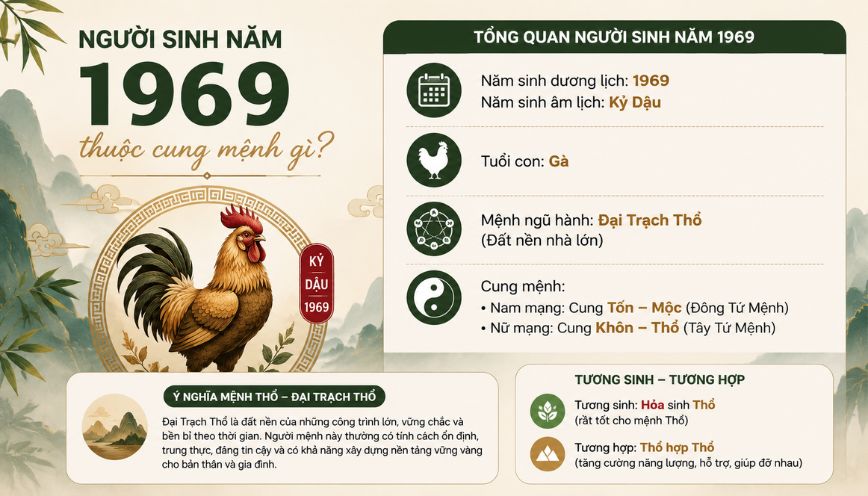 Người sinh năm 1969 thuộc cung mệnh gì?