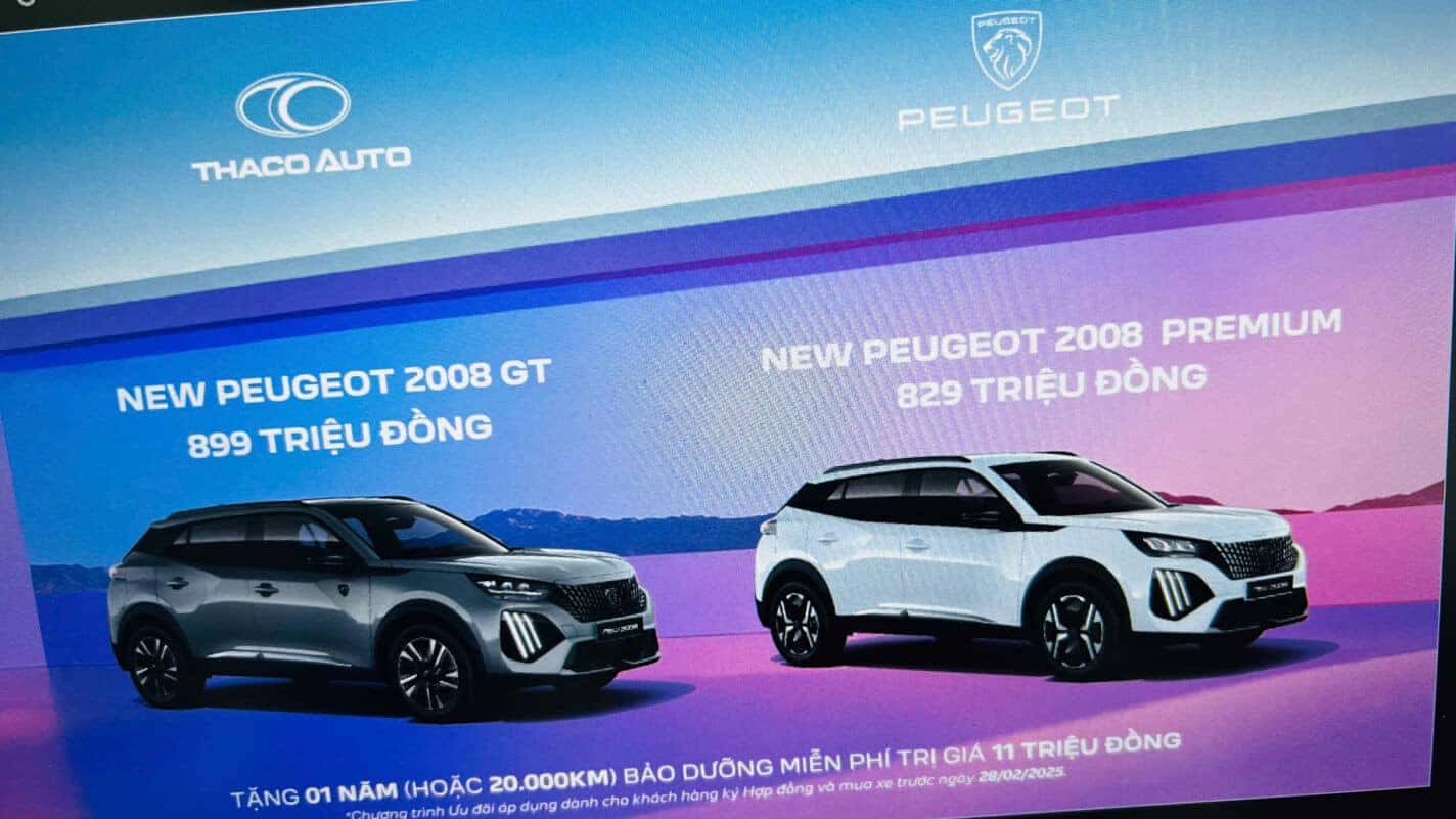 Bảng giá các phiên bản Peugeot 2008 tại Việt Nam