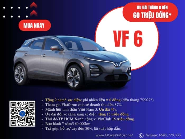 Bảng giá ô tô VinFast VF 6 cập nhật mới nhất