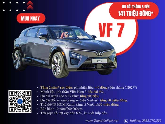 Bảng giá ô tô VinFast VF 7 cập nhật mới nhất