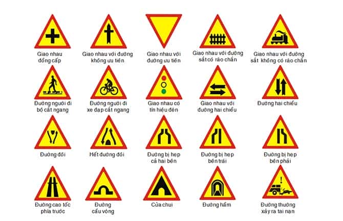 Biển báo tam giác cảnh báo nguy hiểm trong giao thông đường bộ Việt Nam