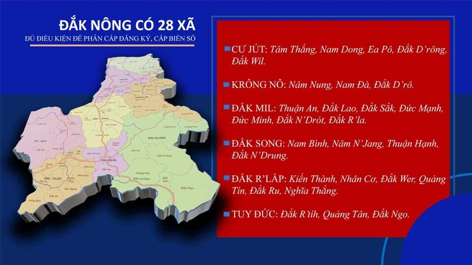 Biển số xe 48 và bản đồ các tỉnh Tây Nguyên